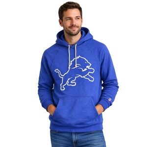 Homage Detroit Lions Royal Blue Graphic Hoodie Sweatshirt Mens Large NFL NWT